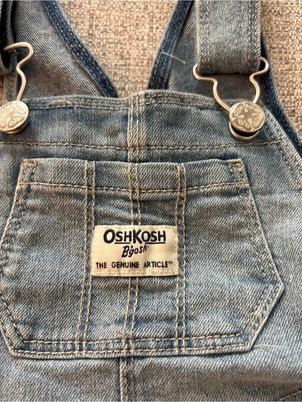 OshKosh B'gosh Denim Bib Dress with White Eyelet Skirt. Size 2T
